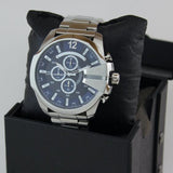 Buy Shop Diesel Mega Chief Chronograph Blue Dial Silver Steel Strap Watch For Men - DZ4417 USA Online