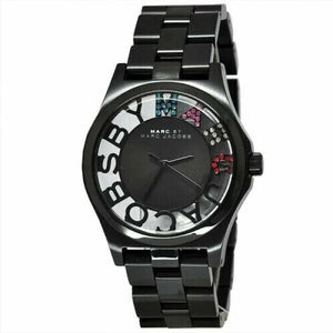 Buy Shop Marc Jacobs Henry Skeleton Black Dial Black Steel Strap Watch for Women - MBM3265 USA Online