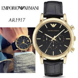 Buy Shop Emporio Armani Luigi Chronograph Black Dial Black Leather Watch For Men - AR1917 USA Online