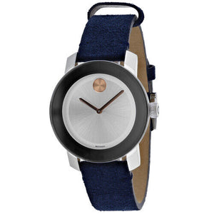 Buy Shop Movado Bold Silver Dial Blue Leather Strap Watch for Women - 3600446 USA Online