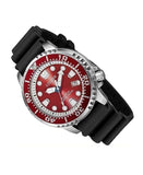 Citizen Eco Drive Promaster Marine Red Dial Black Rubber Strap Watch For Men - BN0159-15X