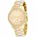 Buy Shop Michael Kors Ritz Chronograph Rose Dial Two Tone Steel Strap Watch for Women - MK6475 USA Online