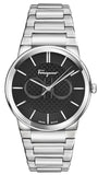 Salvatore Ferragamo Sapphire Bracelet Black Dial Silver Steel Strap Watch For Men - SFHP01124