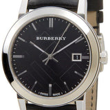 Burberry The City Black Dial Black Leather Strap Watch for Men - BU9009