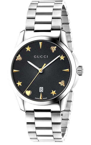 Buy Shop Gucci G Timeless Black Dial Silver Steel Strap Watch For Women - YA1264029 USA Online