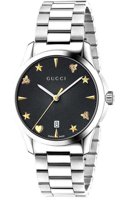 Buy Shop Gucci G Timeless Black Dial Silver Steel Strap Watch For Women - YA1264029 USA Online