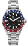 Buy Shop Tag Heuer Aquaracer GMT Caliber 7 Pepsi Black Dial Silver Steel Strap Watch for Men - WAY201F.BA0927 USA Online