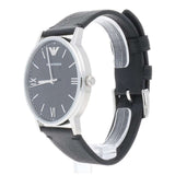 Emporio Armani Kappa Analog Quartz Black Dial Black Leather Strap Watch For Men - AR11013