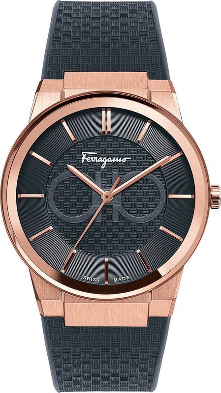 Buy Shop Salvatore Ferragamo Sapphire Black Dial Black Silicone Strap Watch for Men - SFHP00420 USA Online