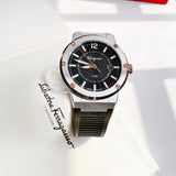 Buy Shop Salvatore Ferragamo F-80 Black Dial Black Rubber Strap Watch For Men - SFHY00120 USA Online