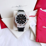 Buy Shop Salvatore Ferragamo F-80 Black Dial Black Rubber Strap Watch For Men - SFHY00120 USA Online