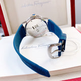 Buy Shop Salvatore Ferragamo F-80 Blue Dial Blue Rubber Strap Watch For Men - SFHY01122 USA Online