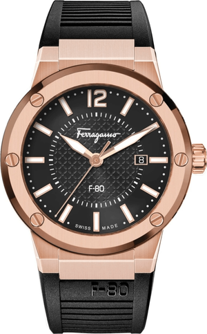 Buy Shop Salvatore Ferragamo F-80 Classic Black Dial Black Rubber Strap Watch for Men - SFHY02522 USA Online