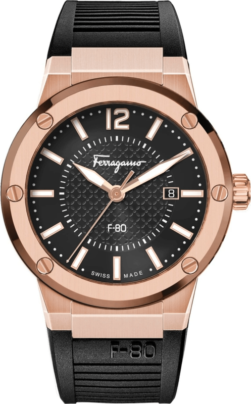 Buy Shop Salvatore Ferragamo F-80 Classic Black Dial Black Rubber Strap Watch for Men - SFHY02522 USA Online