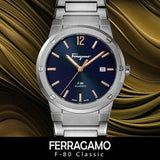 Buy Shop Salvatore Ferragamo F-80 Classic Black Dial Silver Steel Strap Watch for Men - SFDT02423 USA Online