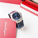 Buy Shop Salvatore Ferragamo F-80 Classic Blue Dial Blue Leather Strap Watch for Men - SFDT00719 USA Online