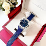 Buy Shop Salvatore Ferragamo F-80 Classic Blue Dial Blue Leather Strap Watch for Men - SFDT00719 USA Online
