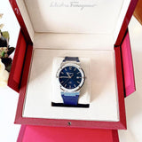 Salvatore Ferragamo F-80 Classic Blue Dial Blue Leather Strap Watch for Men - SFDT00719