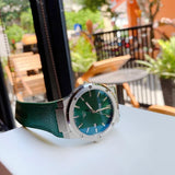 Buy Shop Salvatore Ferragamo F-80 Classic Green Dial Green Leather Strap Watch for Men - SFDT00519 USA Online