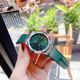 Buy Shop Salvatore Ferragamo F-80 Classic Green Dial Green Leather Strap Watch for Men - SFDT00519 USA Online