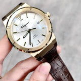 Buy Shop Salvatore Ferragamo F-80 Classic Silver Dial Brown Leather Strap Watch for Men - SFDT00419 USA Online