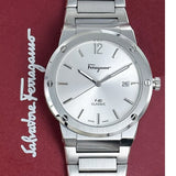 Buy Shop Salvatore Ferragamo F-80 Classic Silver Dial Silver Steel Strap Watch for Men - SFDT02223 USA Online