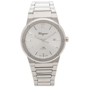 Buy Shop Salvatore Ferragamo F-80 Classic Silver Dial Silver Steel Strap Watch for Men - SFDT02223 USA Online