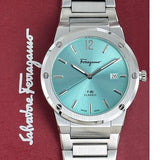 Buy Shop Salvatore Ferragamo F-80 Classic Tiffany Blue Dial Silver Steel Strap Watch for Men - SFDT02323 USA Online
