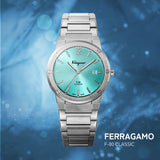Buy Shop Salvatore Ferragamo F-80 Classic Tiffany Blue Dial Silver Steel Strap Watch for Men - SFDT02323 USA Online