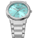 Buy Shop Salvatore Ferragamo F-80 Classic Tiffany Blue Dial Silver Steel Strap Watch for Men - SFDT02323 USA Online
