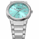 Buy Shop Salvatore Ferragamo F-80 Classic Tiffany Blue Dial Silver Steel Strap Watch for Men - SFDT02323 USA Online