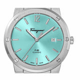 Buy Shop Salvatore Ferragamo F-80 Classic Tiffany Blue Dial Silver Steel Strap Watch for Men - SFDT02323 USA Online