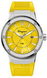 Buy Shop Salvatore Ferragamo F-80 Classic Yellow Dial Yellow Rubber Strap Watch for Men - SFHY01222 USA Online