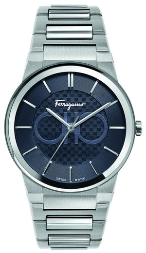 Buy Shop Salvatore Ferragamo Sapphire Blue Dial Silver Steel Strap Watch for Men - SFHP006-20 USA Online