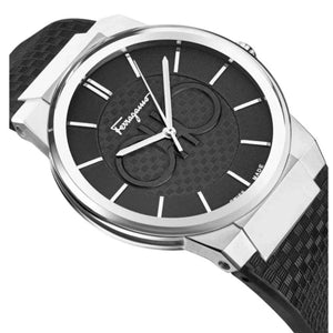 Buy Shop Salvatore Ferragamo Sapphire Bracelet Black Dial Black Silicone Strap Watch for Men - SFHP01024 USA Online