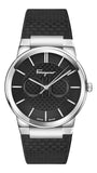 Buy Shop Salvatore Ferragamo Sapphire Bracelet Black Dial Black Silicone Strap Watch for Men - SFHP01024 USA Online