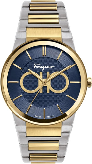 Buy Shop Salvatore Ferragamo Sapphire Bracelet Blue Dial Two Tone Steel Strap Watch For Men - SFHP00821 USA Online