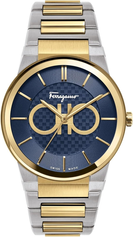 Buy Shop Salvatore Ferragamo Sapphire Bracelet Blue Dial Two Tone Steel Strap Watch For Men - SFHP00821 USA Online