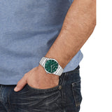 Buy Shop Salvatore Ferragamo Sapphire Bracelet Green Dial Silver Steel Strap Watch For Men - SFHP01224 USA Online