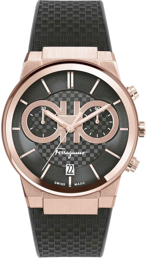 Buy Shop Salvatore Ferragamo Sapphire Chrono Black Dial Black Rubber Strap Watch for Men - SFME00721 USA Online