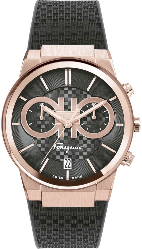 Buy Shop Salvatore Ferragamo Sapphire Chrono Black Dial Black Rubber Strap Watch for Men - SFME00721 USA Online