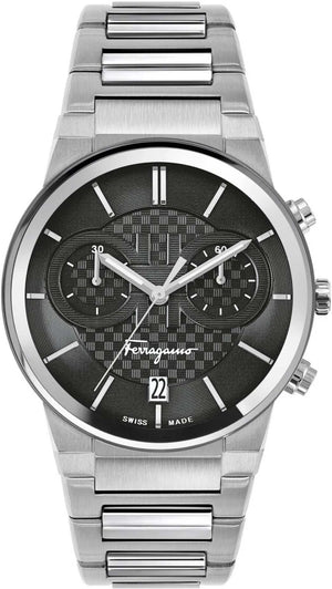 Buy Shop Salvatore Ferragamo Sapphire Chrono Black Dial Silver Steel Strap Watch for Men - SFME00321 USA Online