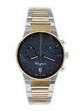 Buy Shop Salvatore Ferragamo Sapphire Chrono Blue Dial Two Tone Steel Strap Watch for Men - SFME00521 USA Online