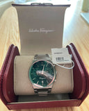 Buy Shop Salvatore Ferragamo Sapphire Chrono Green Dial Silver Steel Strap Watch for Men - SFME00421 USA Online