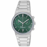 Buy Shop Salvatore Ferragamo Sapphire Chrono Green Dial Silver Steel Strap Watch for Men - SFME00421 USA Online