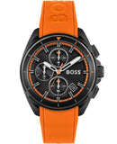 Hugo Boss Volane Black Dial Orange Silicone Strap Watch for Men - 1513957