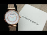 Buy Shop Emporio Armani Gianni T Bar Mother of Pearl Dial Rose Gold Mesh Bracelet Watch For Women - AR11320 USA Online