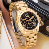 Buy Shop Michael Kors Bradshaw Chronograph Black Dial Gold Steel Strap Watch For Women - MK6959 USA Online