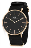 Buy Shop Daniel Wellington Classic Cornwall Black Dial Black Nylon Strap Watch For Women - DW00100148 USA Online