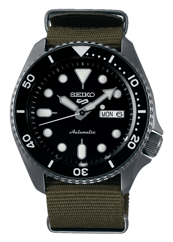 Buy Shop Seiko 5 Sport Automatic Black Dial Green Nylon Strap Watch For Men - SRPD65K4 USA Online